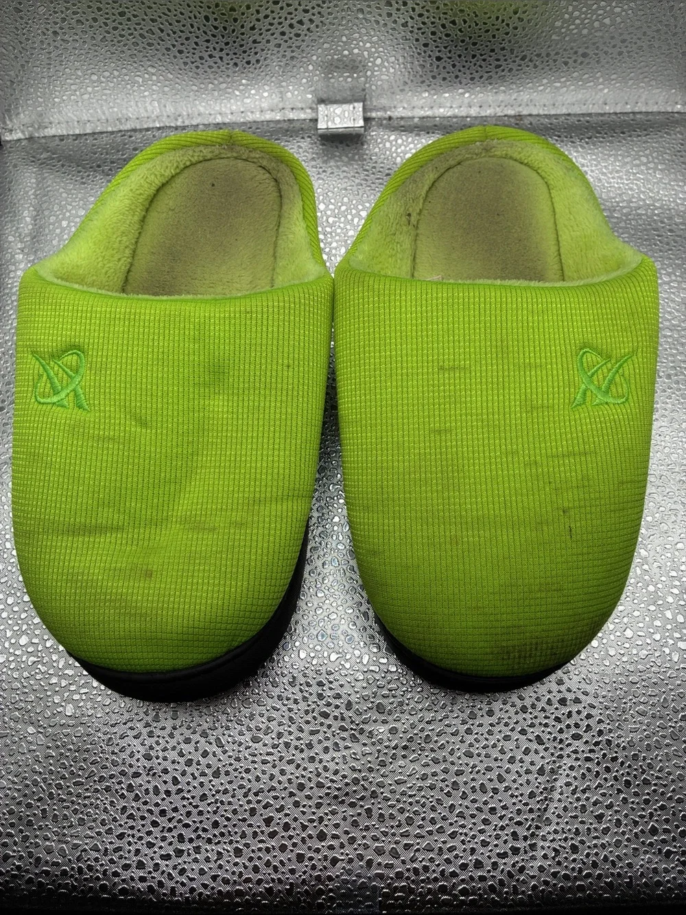 Kids Slip-On Indoor Slippers in Bright Lime Green